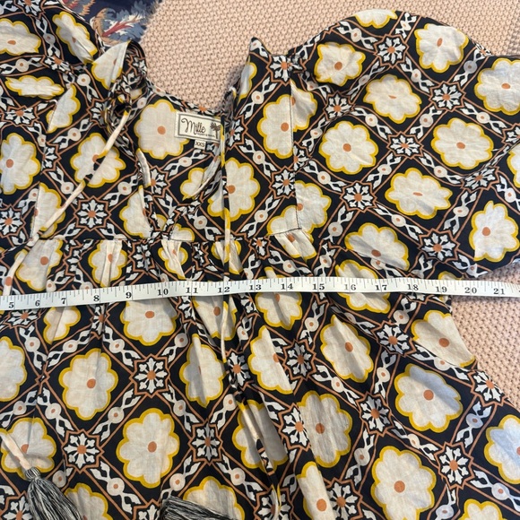 Mille Thalia Top in Merida Black Brown Cream Yellow Retro Floral XXS - Picture 11 of 14